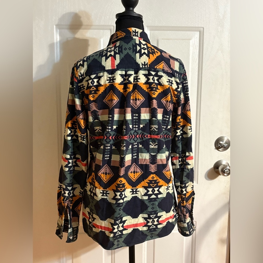 Woolrich Aztec Geometric Shapes Southwestern Soft Flannel Buttondown Shirt S - Picture 6 of 14